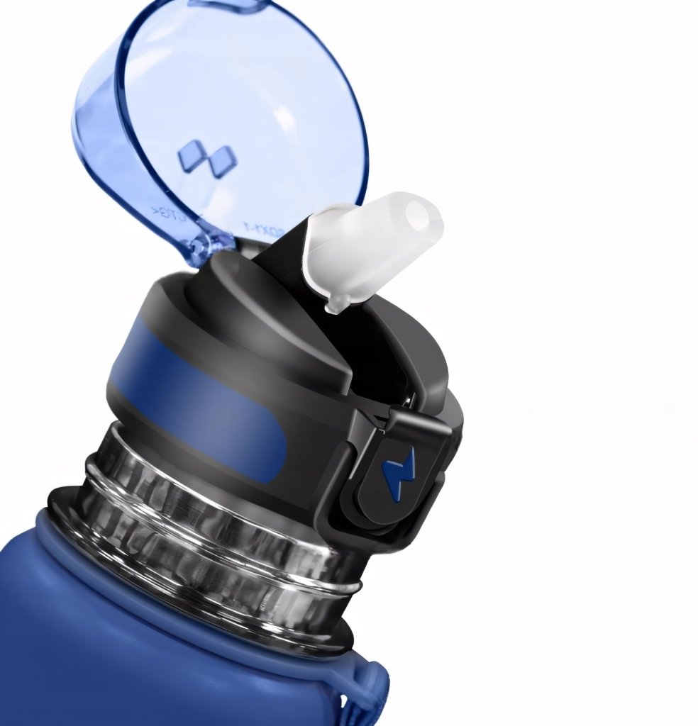 Kubek termiczny 1000 ml ze słomką i przyciskiem, granat | REEVE