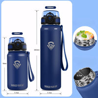 Kubek termiczny 1000 ml ze słomką i przyciskiem, granat | REEVE