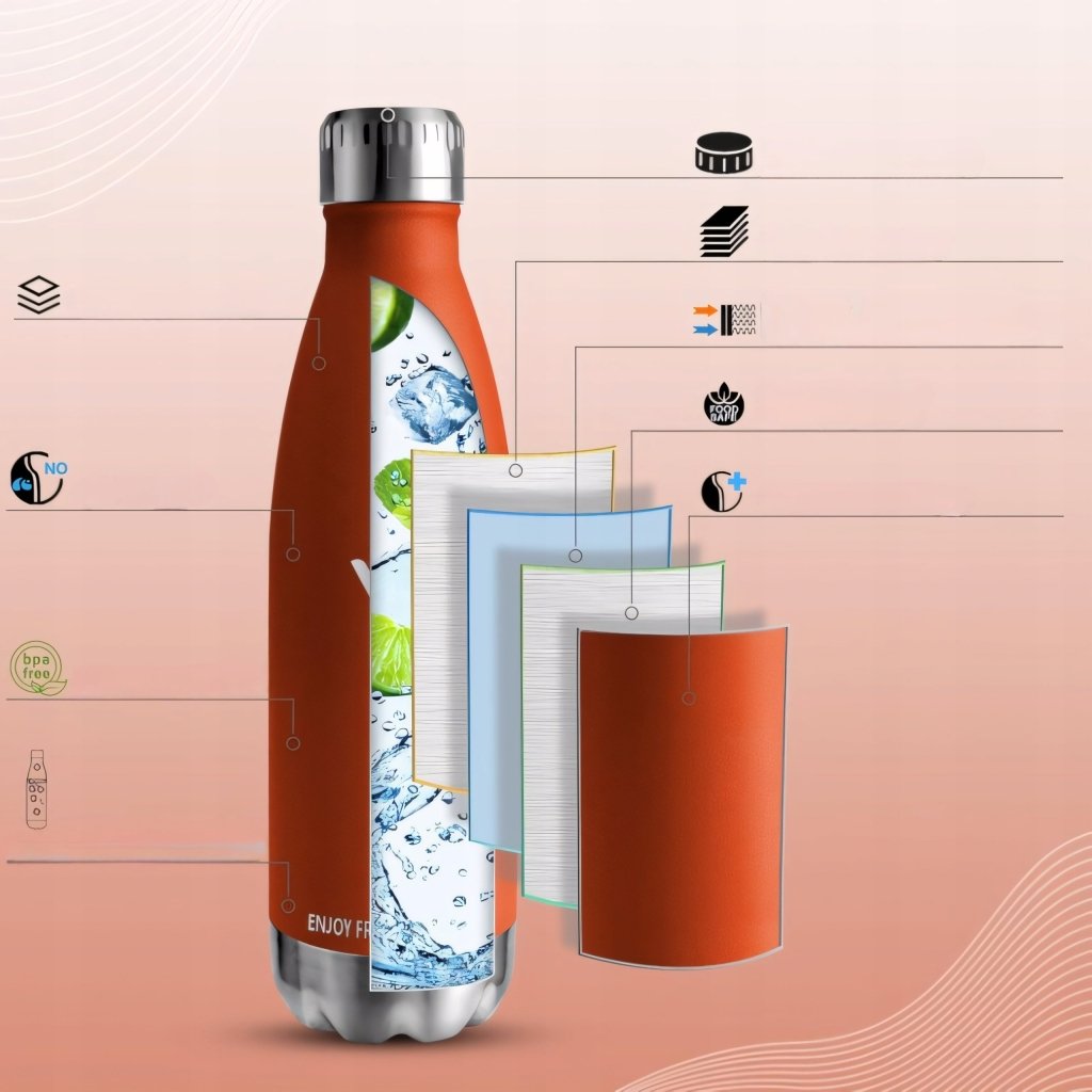 Kubek termiczny 500 ml – szczelny, pomarańczowy | REEVE