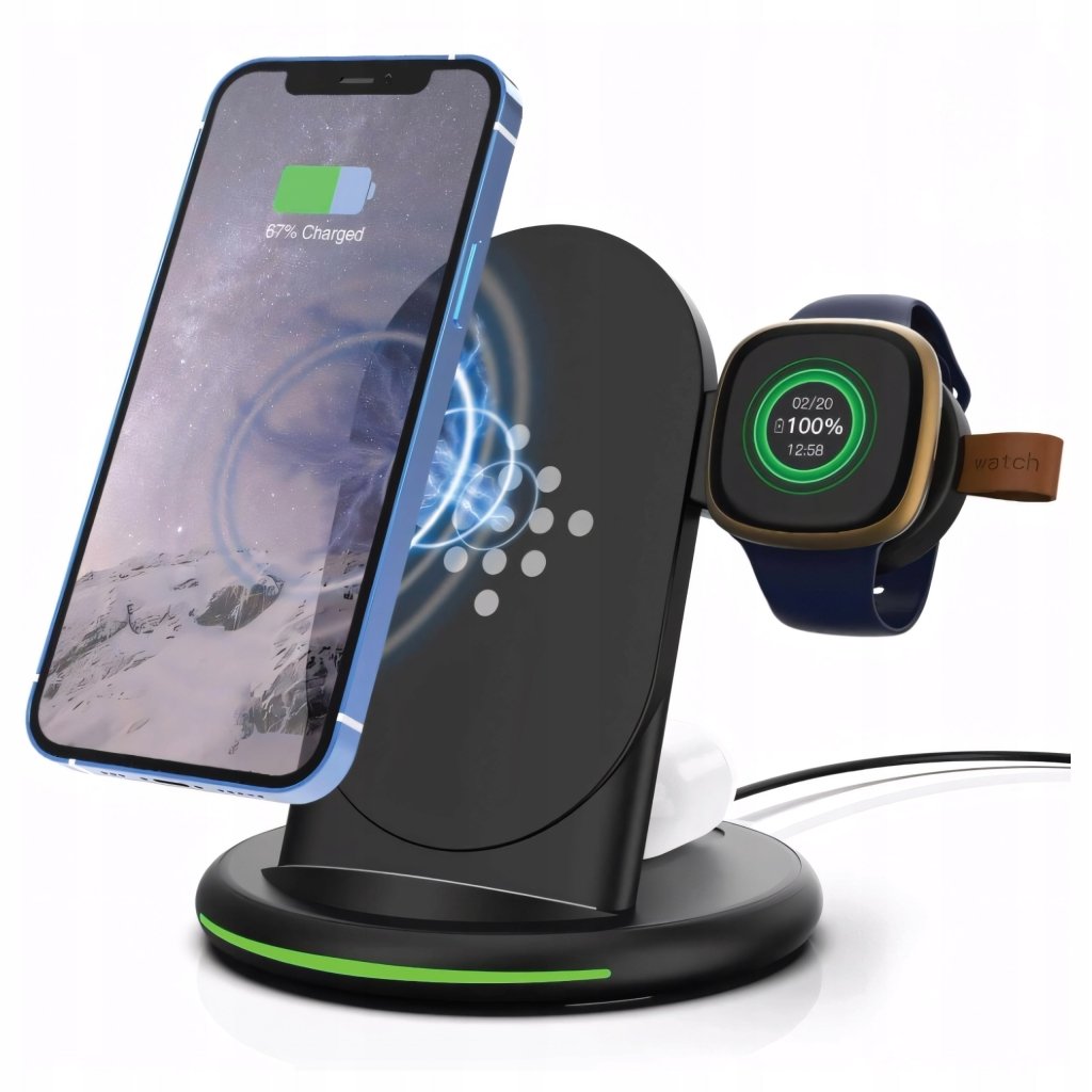 Ładowarka bezprzewodowa 3w1 15W stacja Qi | REEVE