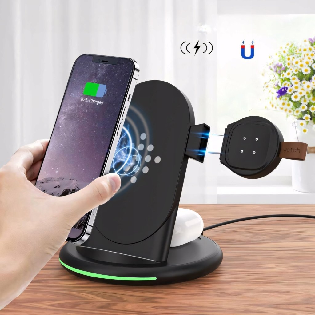 Ładowarka bezprzewodowa 3w1 15W stacja Qi | REEVE