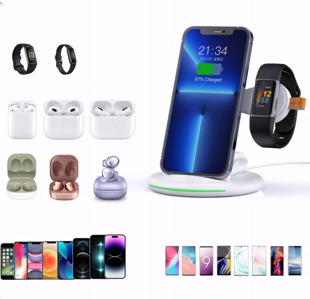 Ładowarka indukcyjna 3w1 biała – szybka, Qi, QC3.0 | REEVE