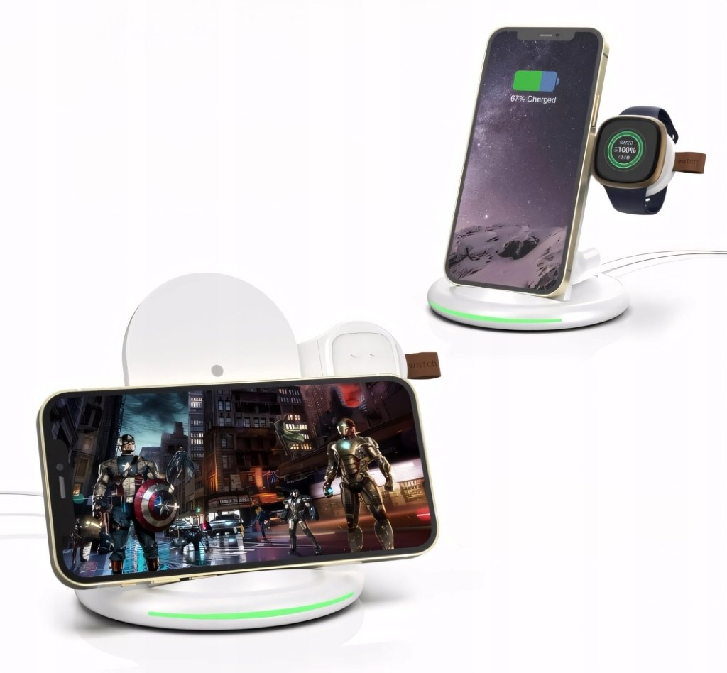 Ładowarka indukcyjna 3w1 biała – szybka, Qi, QC3.0 | REEVE