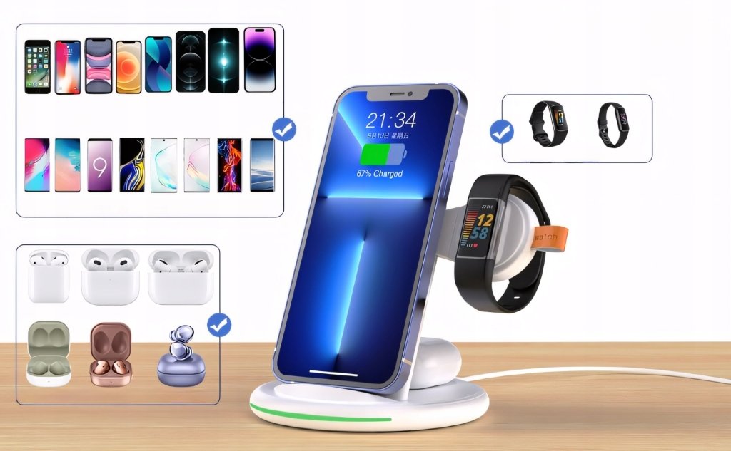 Ładowarka indukcyjna 3w1 biała – szybka, Qi, QC3.0 | REEVE