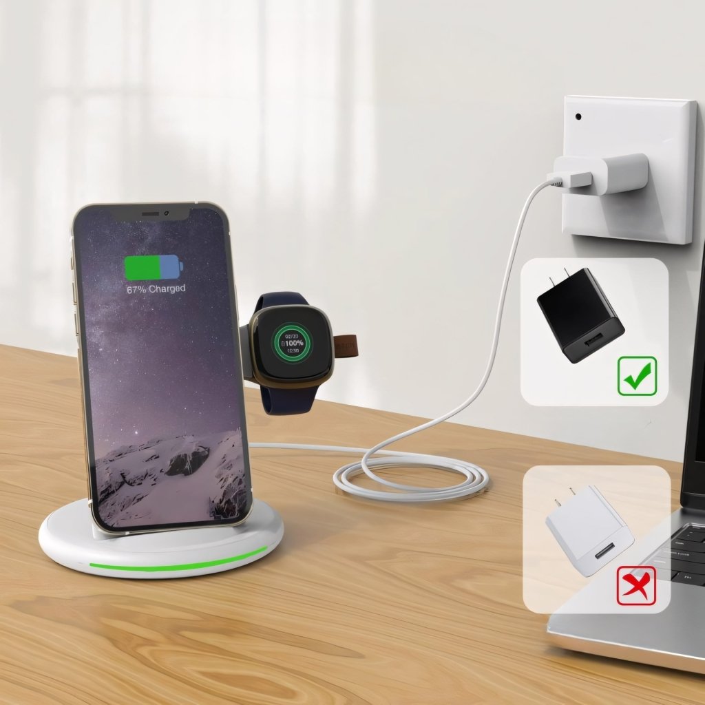 Ładowarka indukcyjna 3w1 biała – szybka, Qi, QC3.0 | REEVE