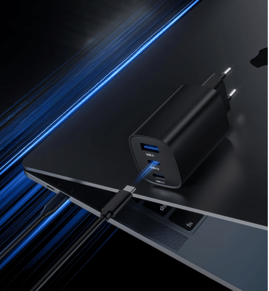 Ładowarka sieciowa GaN 65 W, 2× USB - C + USB - A, PD 3.0 | REEVE
