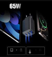 Ładowarka sieciowa GaN 65 W, 2× USB - C + USB - A, PD 3.0 | REEVE