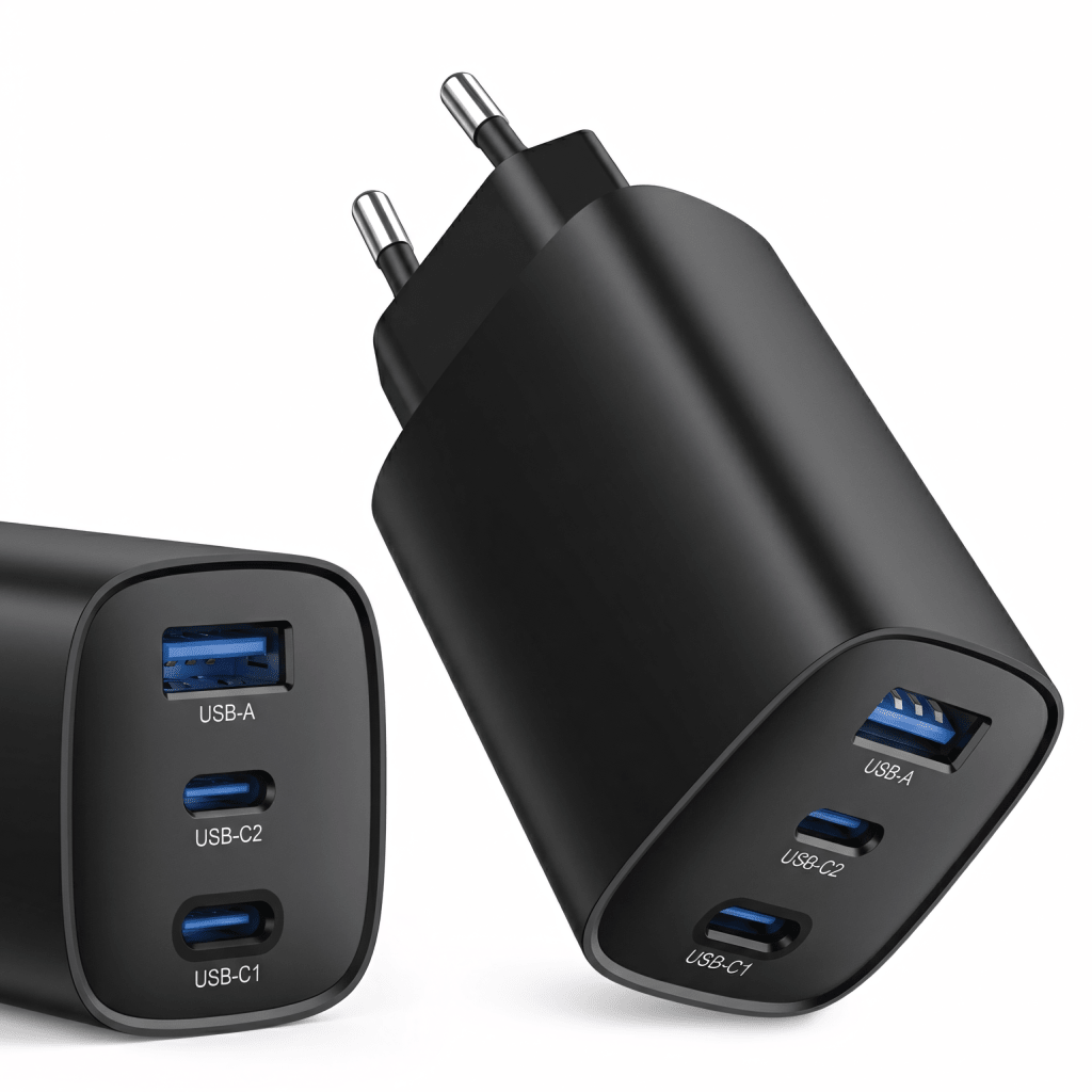 Ładowarka sieciowa GaN 65 W, 2× USB - C + USB - A, PD 3.0 | REEVE