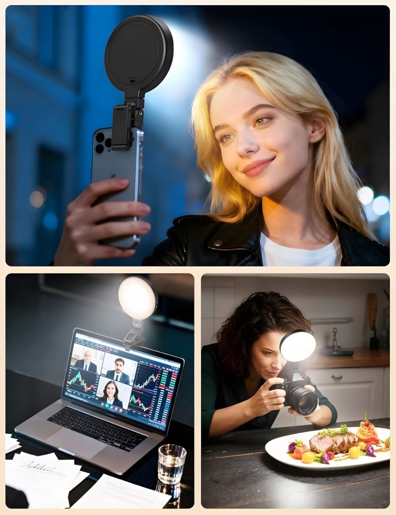 Lampa ring LED na telefon i laptop KNIOO akumulatorowa | REEVE