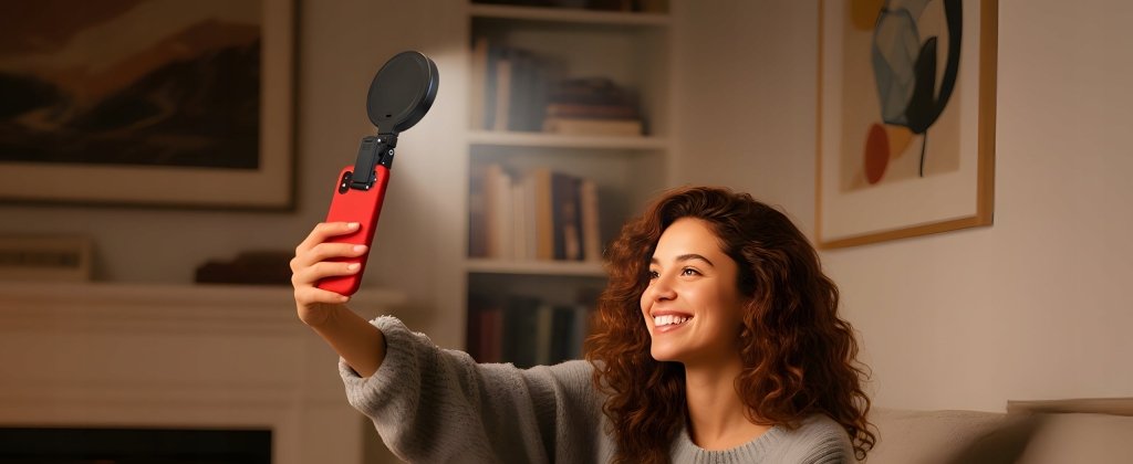 Lampa ring LED na telefon i laptop KNIOO akumulatorowa | REEVE