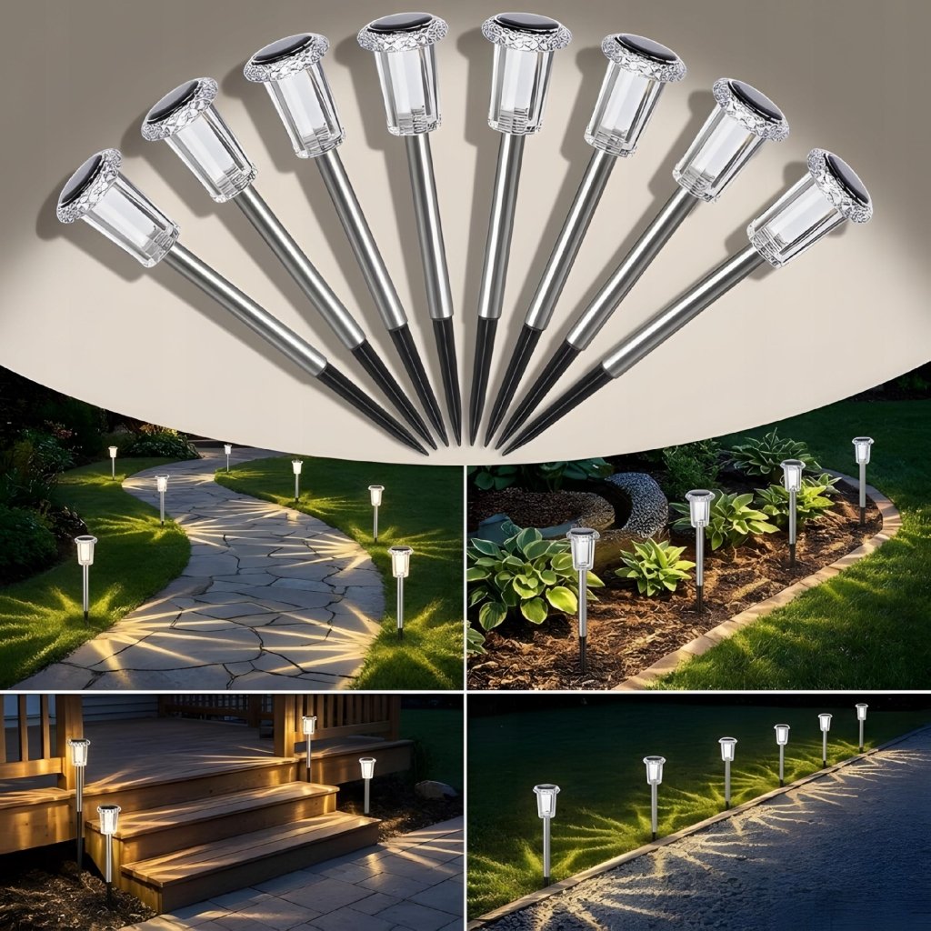 Lampa solarna LED wbijana, 6 sztuk, czujnik zmierzchu, akryl | REEVE