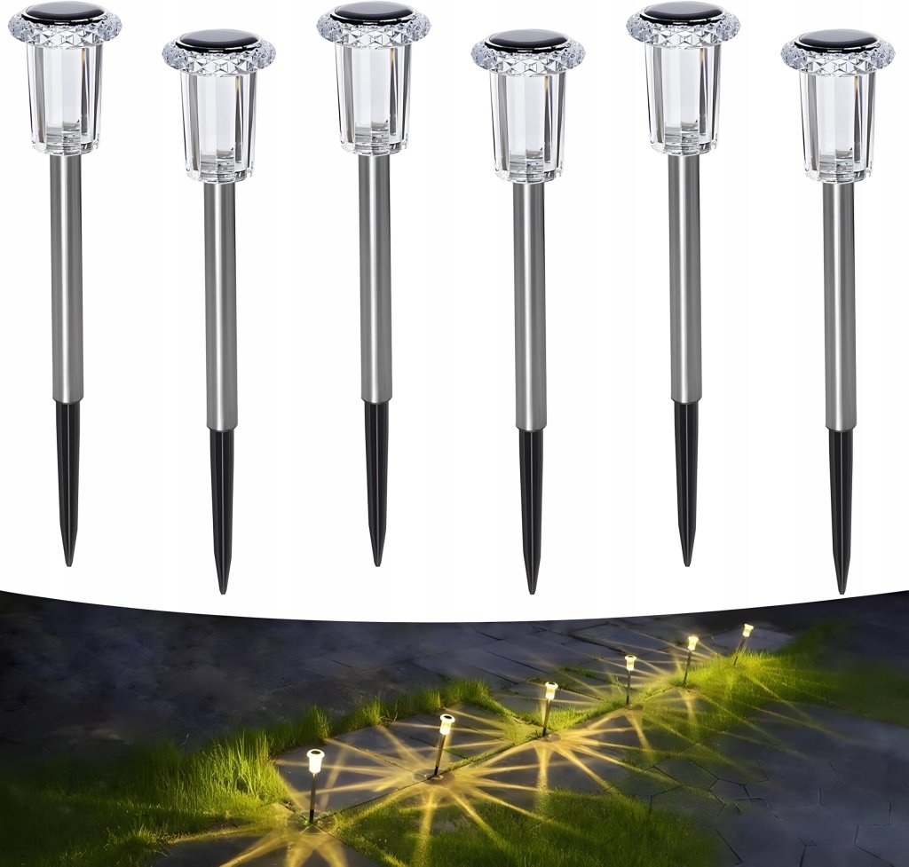 Lampa solarna LED wbijana, 6 sztuk, czujnik zmierzchu, akryl | REEVE