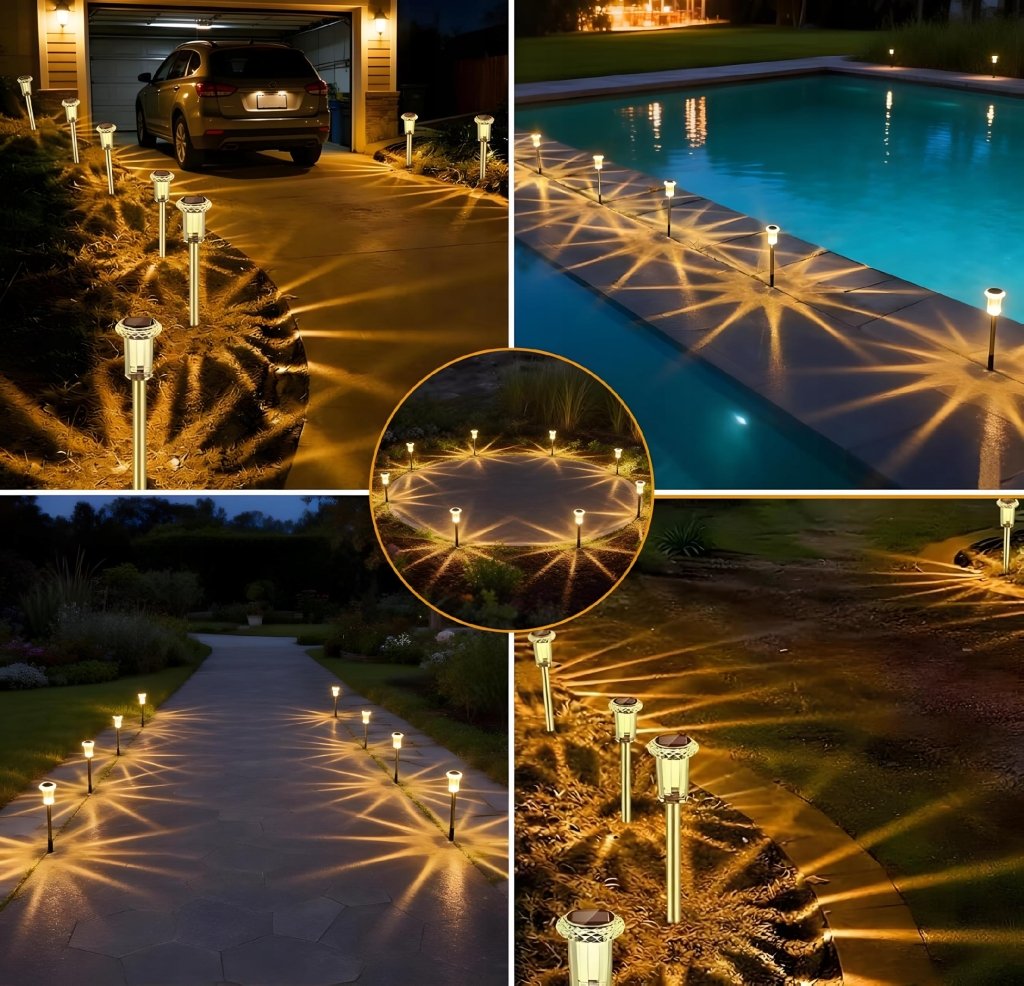 Lampa solarna LED wbijana, 6 sztuk, czujnik zmierzchu, akryl | REEVE