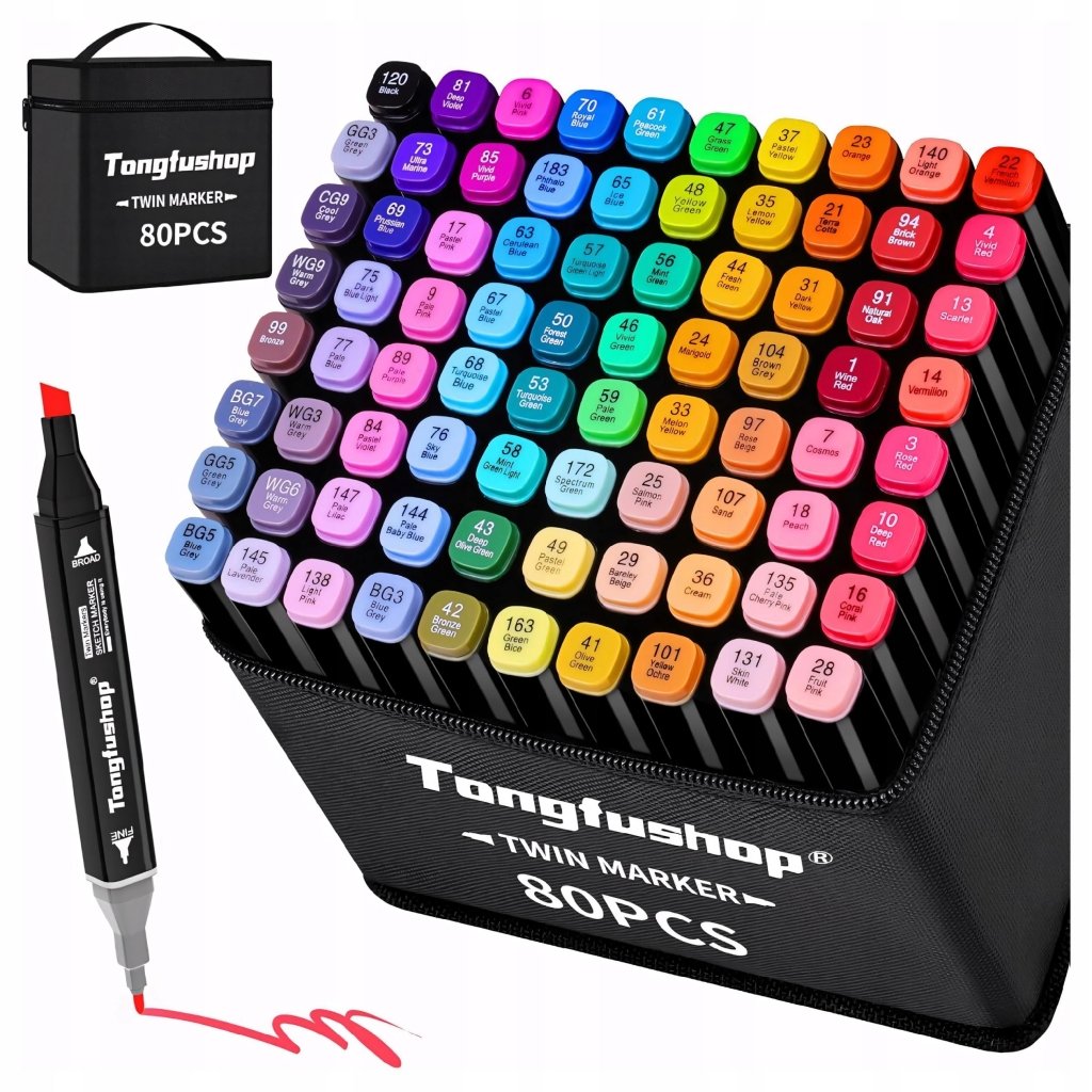 Markery alkoholowe 80szt dwustronne PROF etui | REEVE