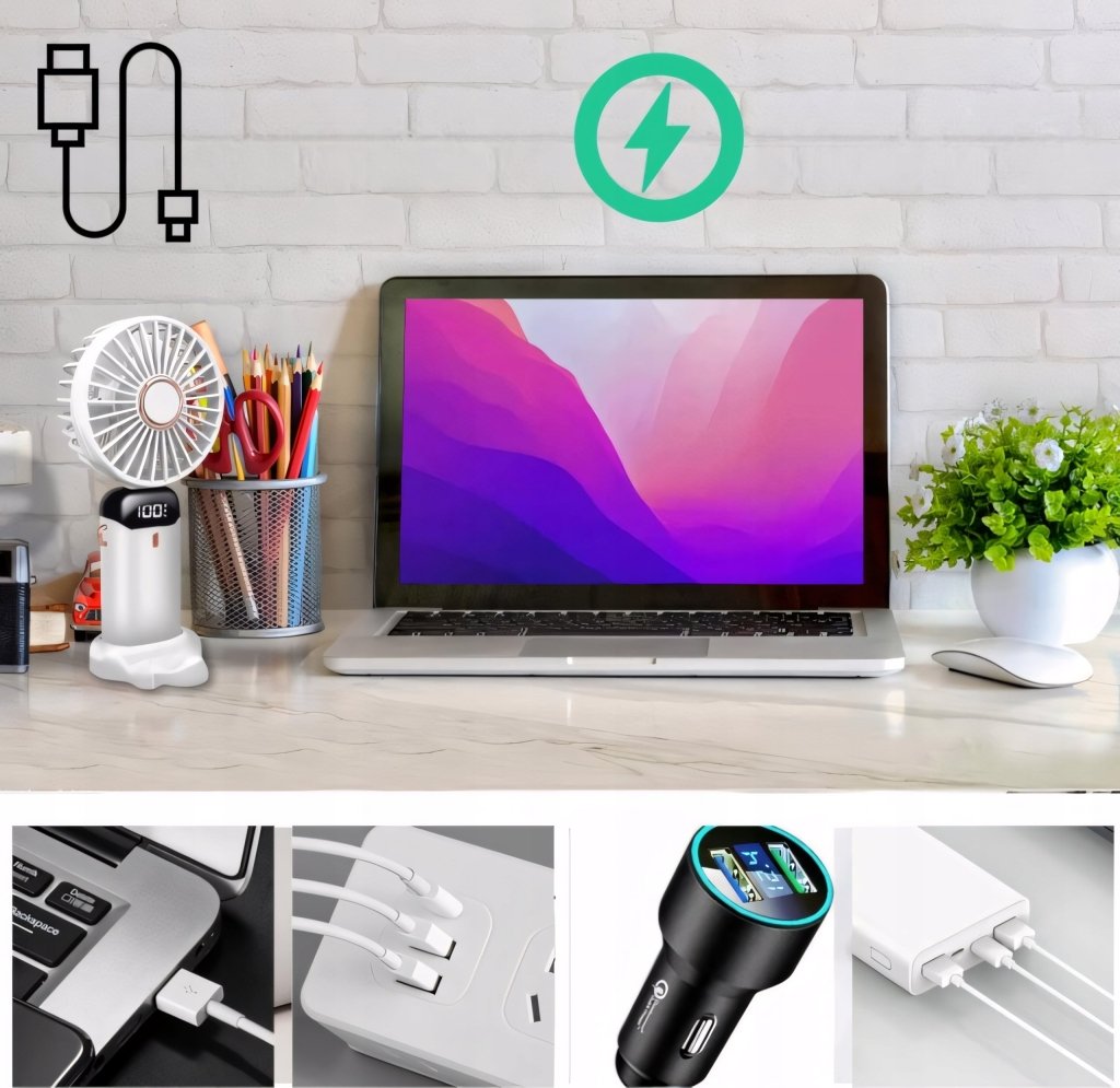 Mini wentylator ręczny 5000 mAh – składany, biurkowy, na szyję | REEVE