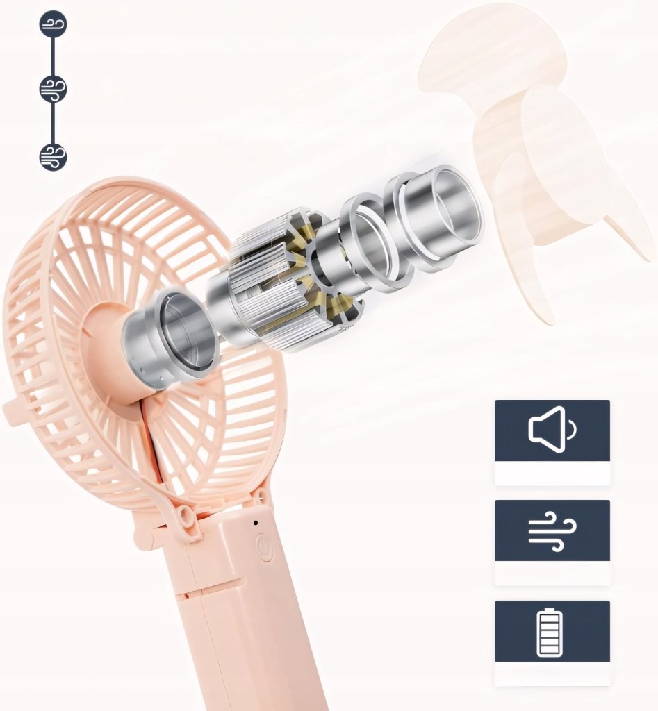 Mini wentylator ręczny USB – różowy, 3000 mAh | REEVE