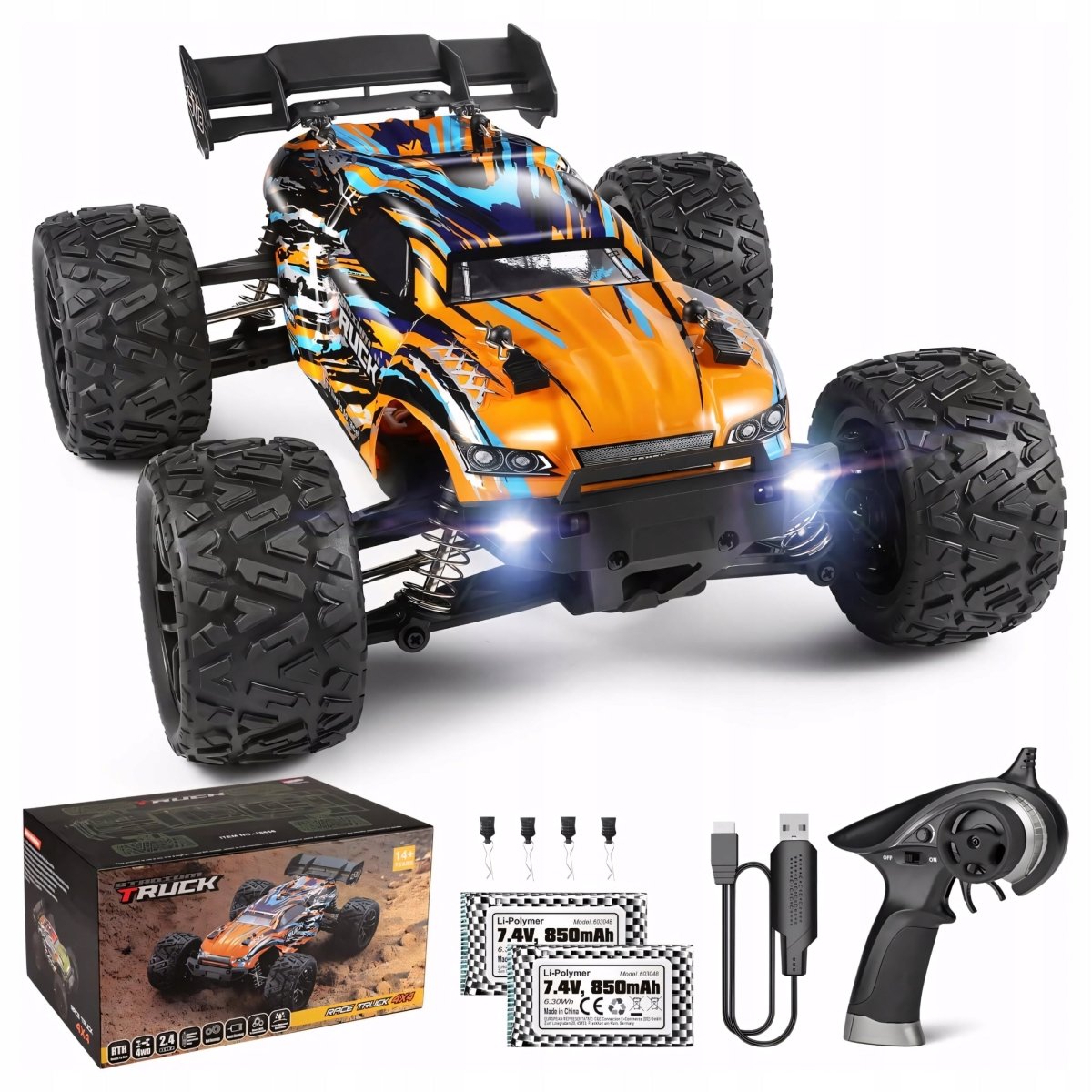 Monster Truck RC 4x4 36km/h pomarańczowy | REEVE