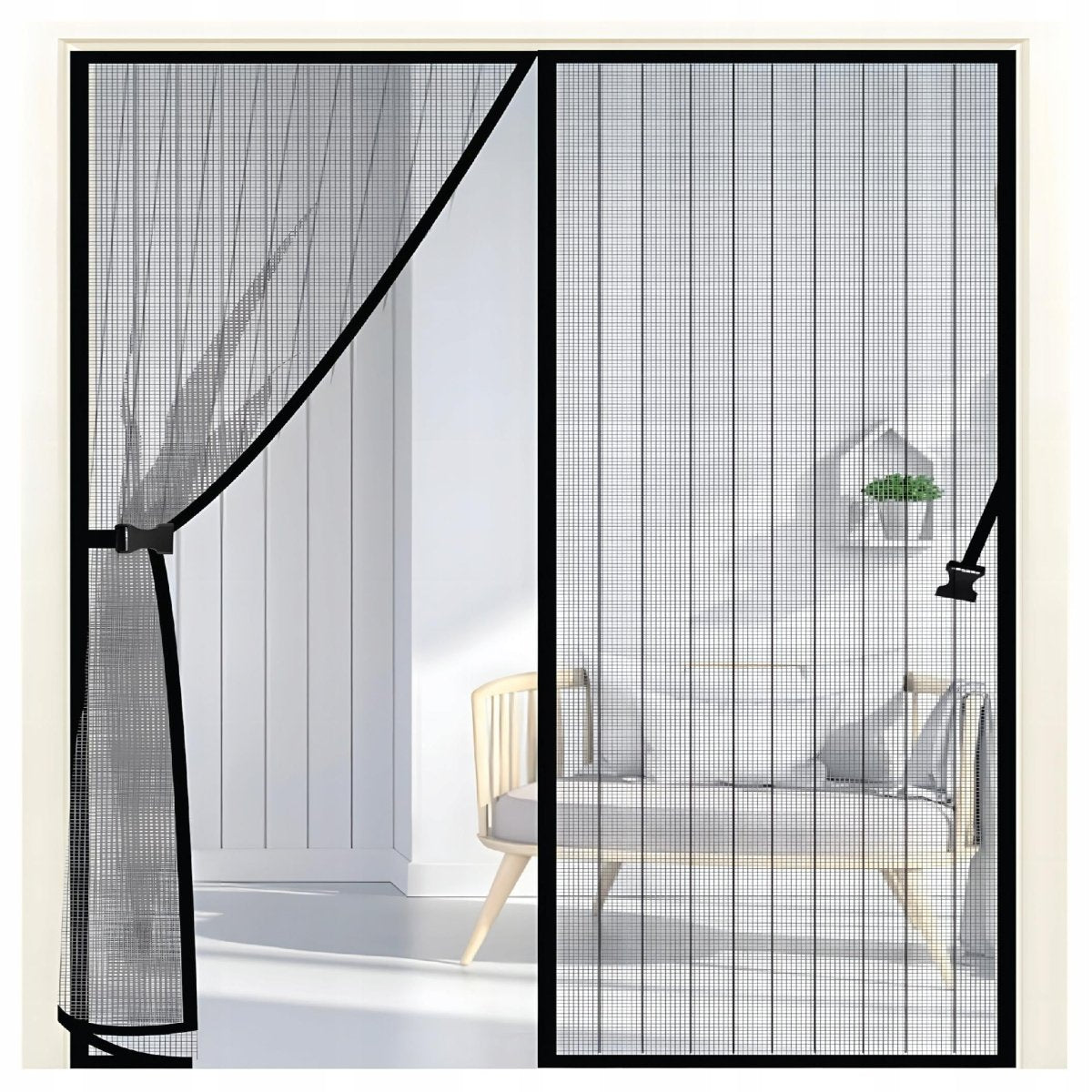 Moskitiera magnetyczna na drzwi 90x210cm czarna | REEVE