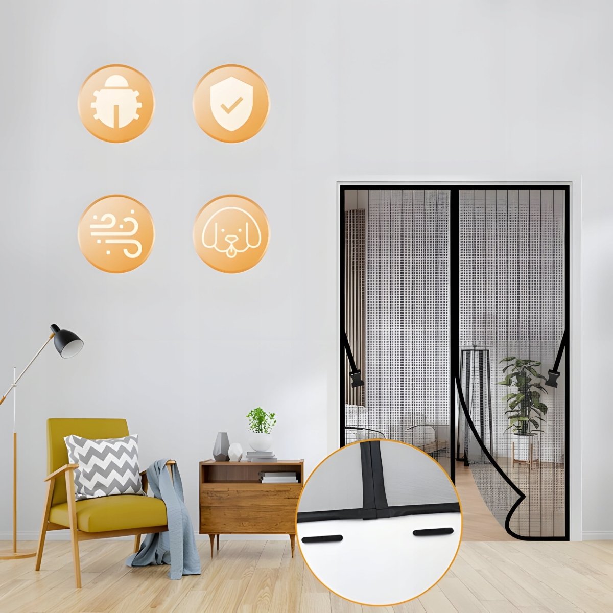 Moskitiera magnetyczna na drzwi 90x210cm czarna | REEVE