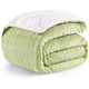 Narzuta dwustronna 160 × 200 cm, baranek + welur, zielona