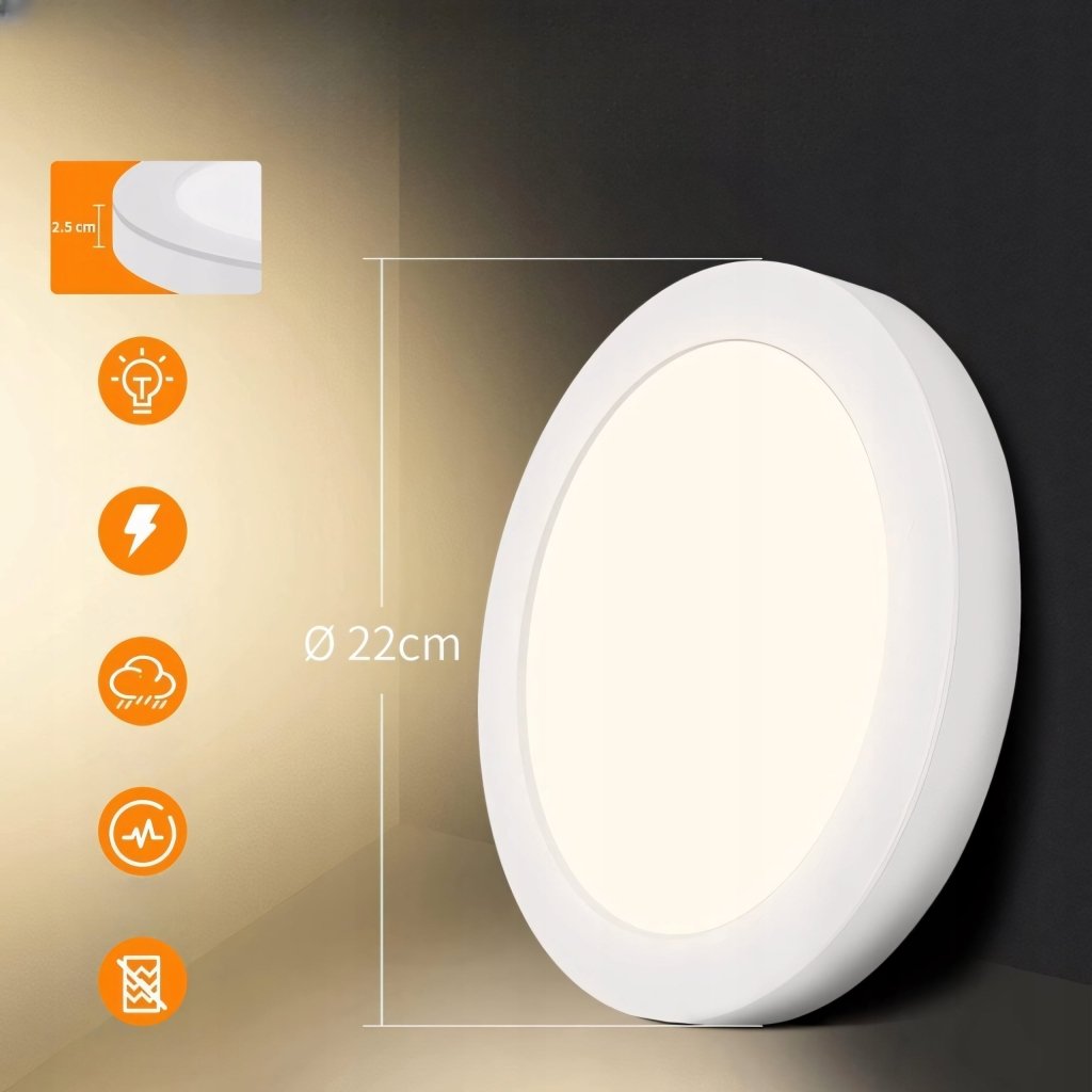 Plafon LED sufitowy 18W 1800LM IP54 3 barwy światła | REEVE