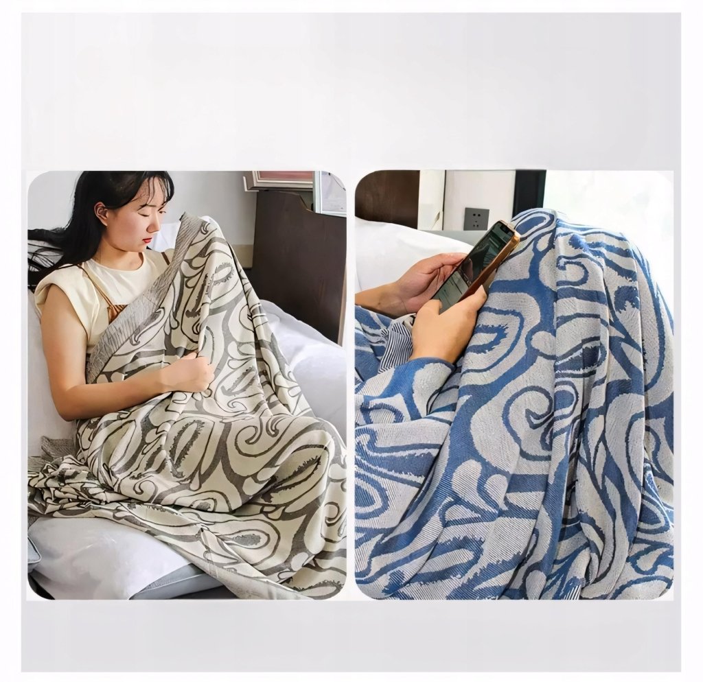 Pled żakardowy 160 × 200 cm, wzór paisley, granat | REEVE