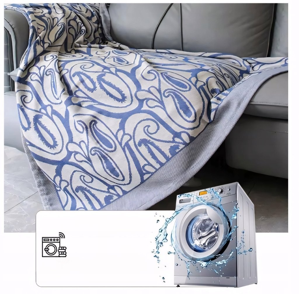 Pled żakardowy 160 × 200 cm, wzór paisley, granat | REEVE
