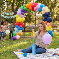 Pompka ręczna do balonów plus 101 balonów lateksowych, 10 kolorów | REEVE
