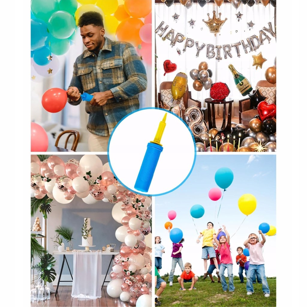 Pompka ręczna do balonów plus 101 balonów lateksowych, 10 kolorów | REEVE
