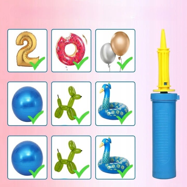 Pompka ręczna do balonów plus 101 balonów lateksowych, 10 kolorów | REEVE