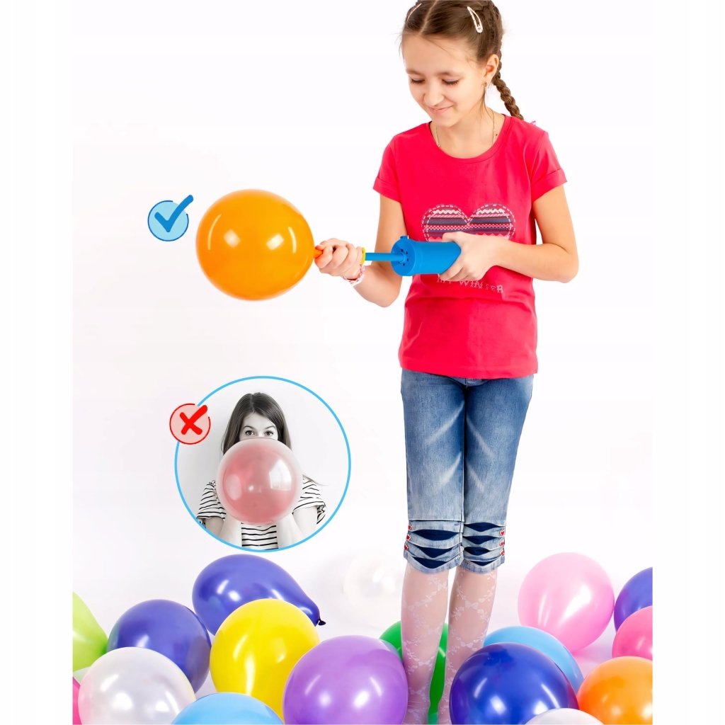 Pompka ręczna do balonów plus 101 balonów lateksowych, 10 kolorów | REEVE
