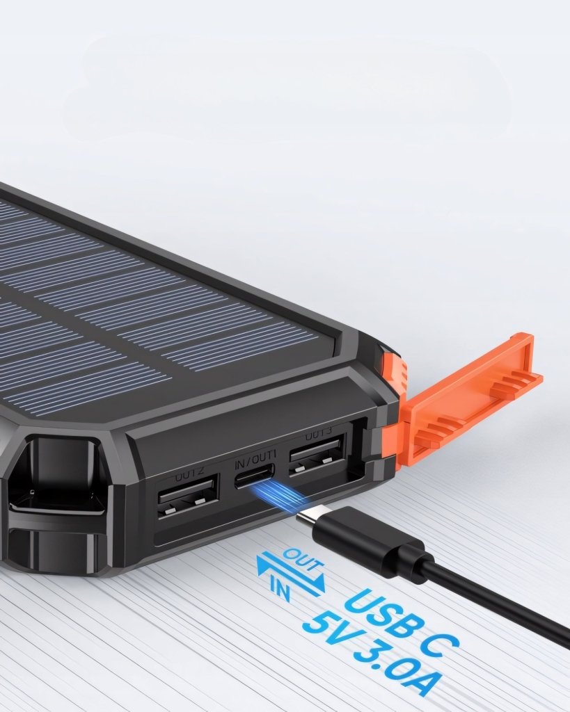 Power bank solarny z latarką 26800mAh indukcja QI wodoodporny | REEVE