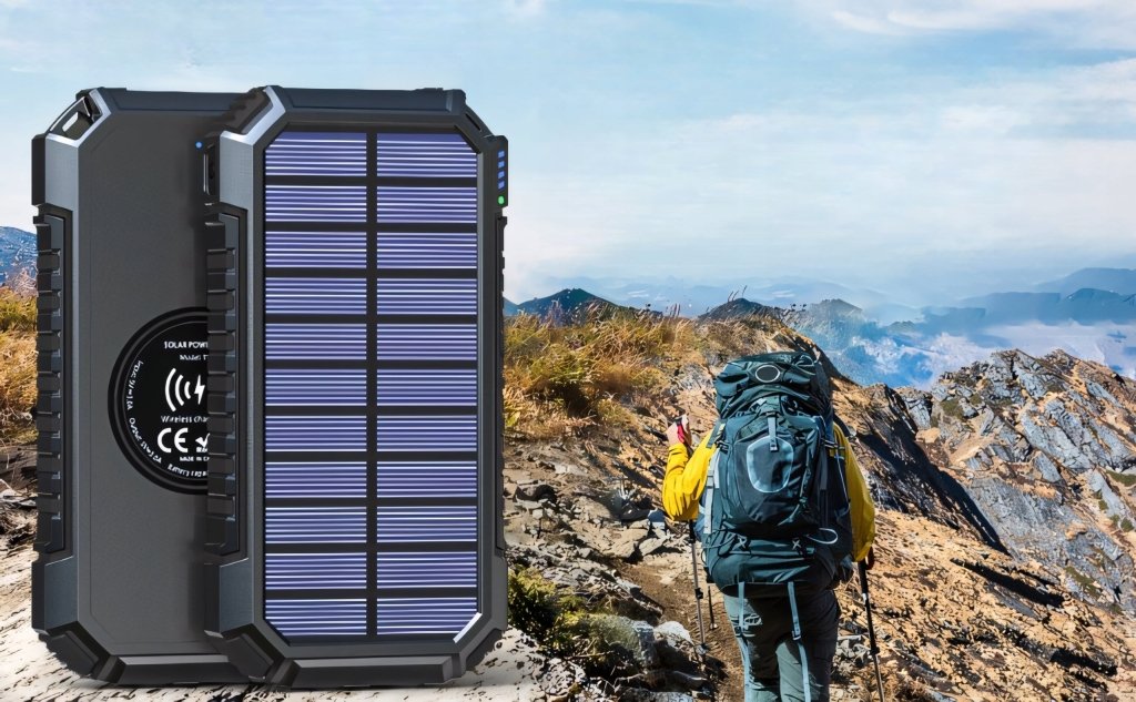 Power bank solarny z latarką 26800mAh indukcja QI wodoodporny | REEVE