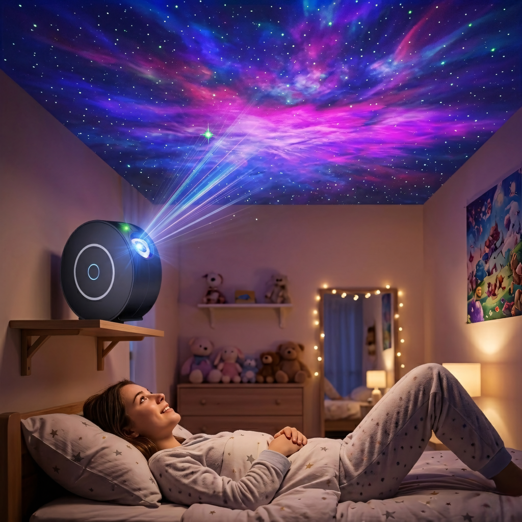 Projektor gwiazd LED 360°, Wi - Fi i sterowanie głosem, czarny | REEVE