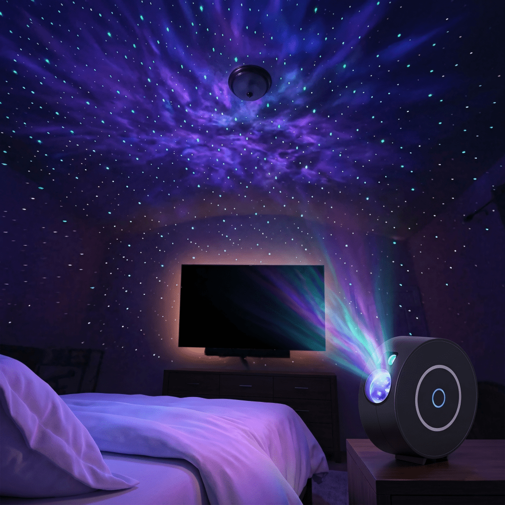 Projektor gwiazd LED 360°, Wi - Fi i sterowanie głosem, czarny | REEVE