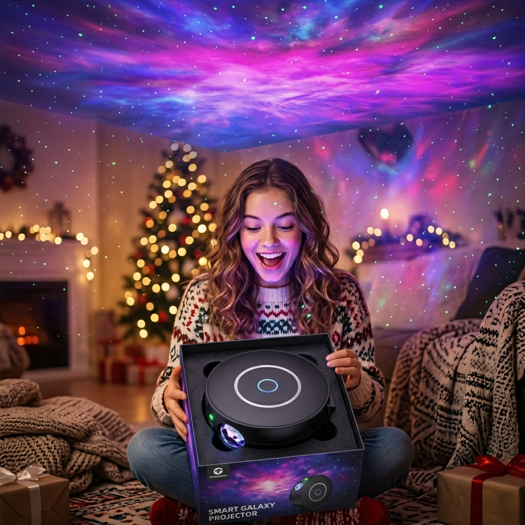 Projektor gwiazd LED 360°, Wi - Fi i sterowanie głosem, czarny | REEVE