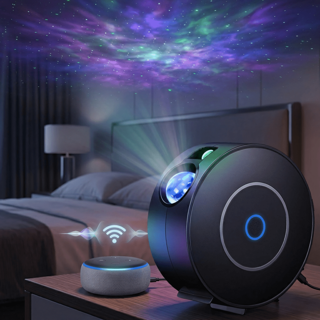 Projektor gwiazd LED 360°, Wi - Fi i sterowanie głosem, czarny | REEVE