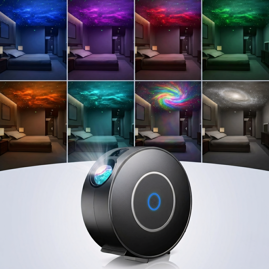 Projektor gwiazd LED 360°, Wi - Fi i sterowanie głosem, czarny | REEVE