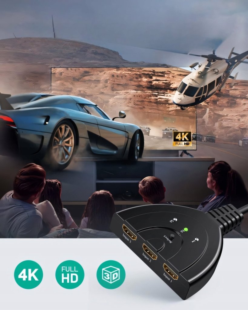 Przełącznik HDMI 3 wejścia / 1 wyjście, Full HD 1080p, 3D | REEVE