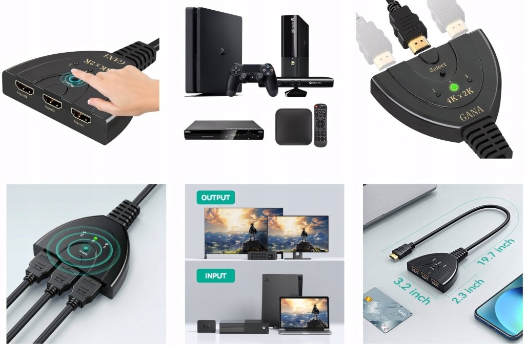 Przełącznik HDMI 3 wejścia / 1 wyjście, Full HD 1080p, 3D | REEVE