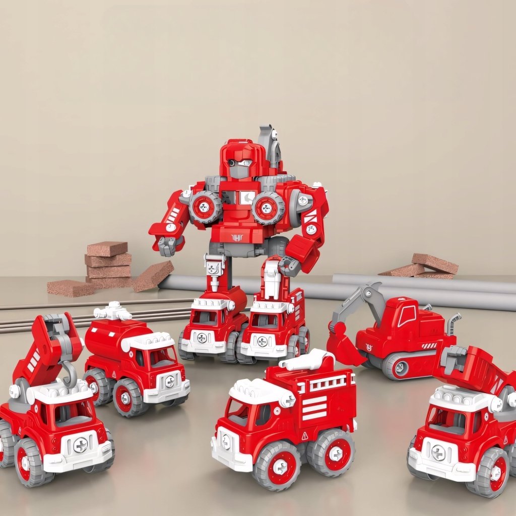 Robot transformer 5w1 – straż pożarna, LED, dźwięk, XXL (31,5 cm) | REEVE