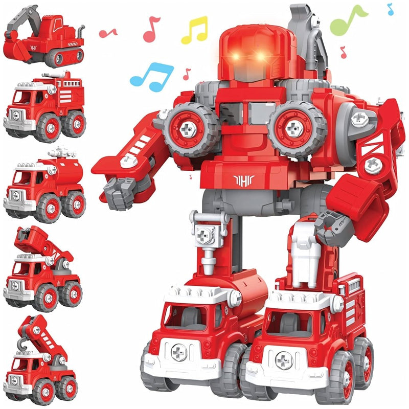 Robot transformer 5w1 – straż pożarna, LED, dźwięk, XXL (31,5 cm) | REEVE