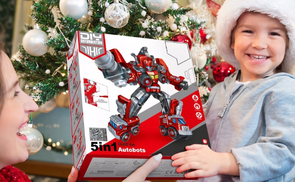 Robot transformer 5w1 – straż pożarna, LED, dźwięk, XXL (31,5 cm) | REEVE