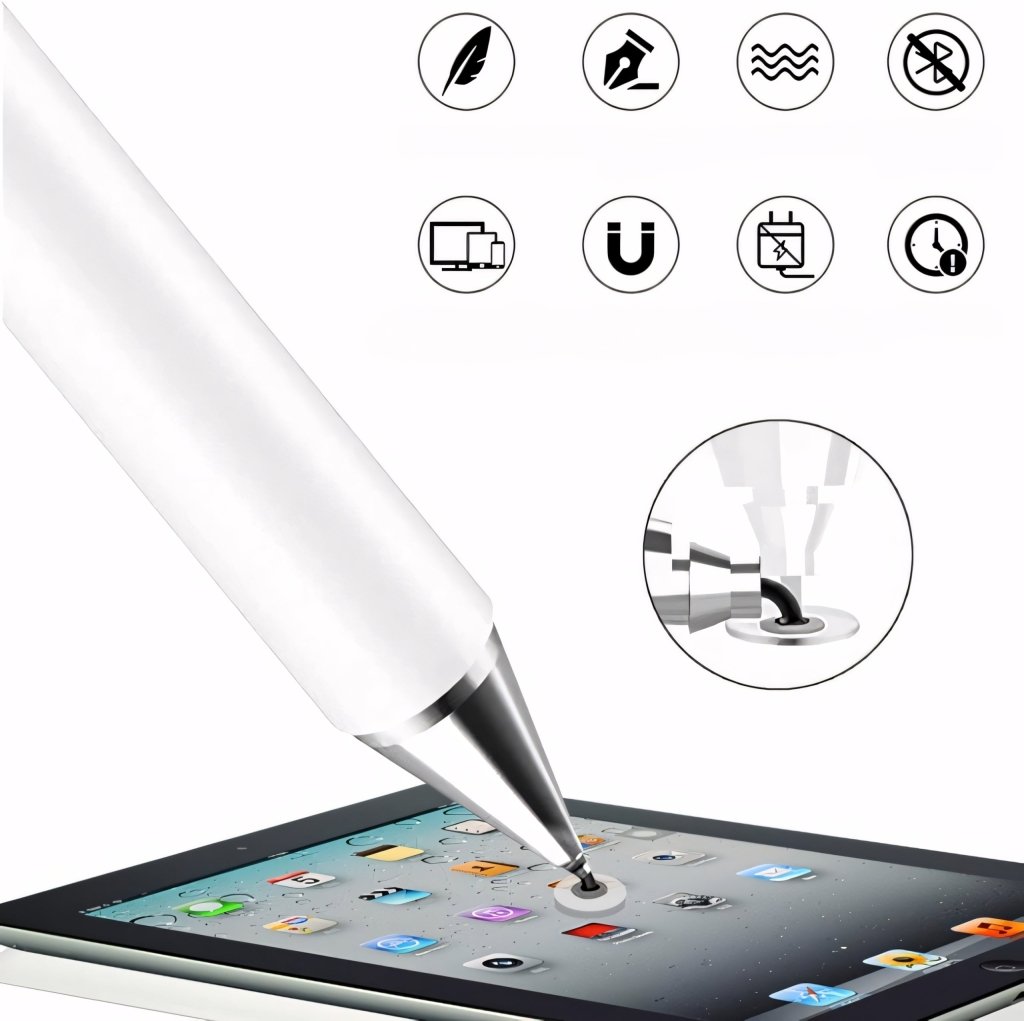 Rysik stylus pen uniwersalny biały – 2 w 1 | REEVE
