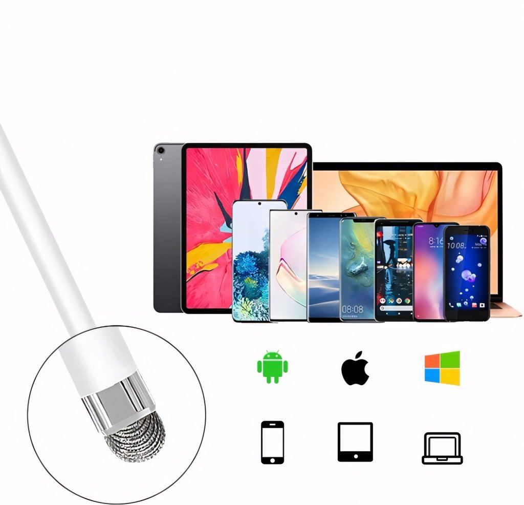 Rysik stylus pen uniwersalny biały – 2 w 1 | REEVE