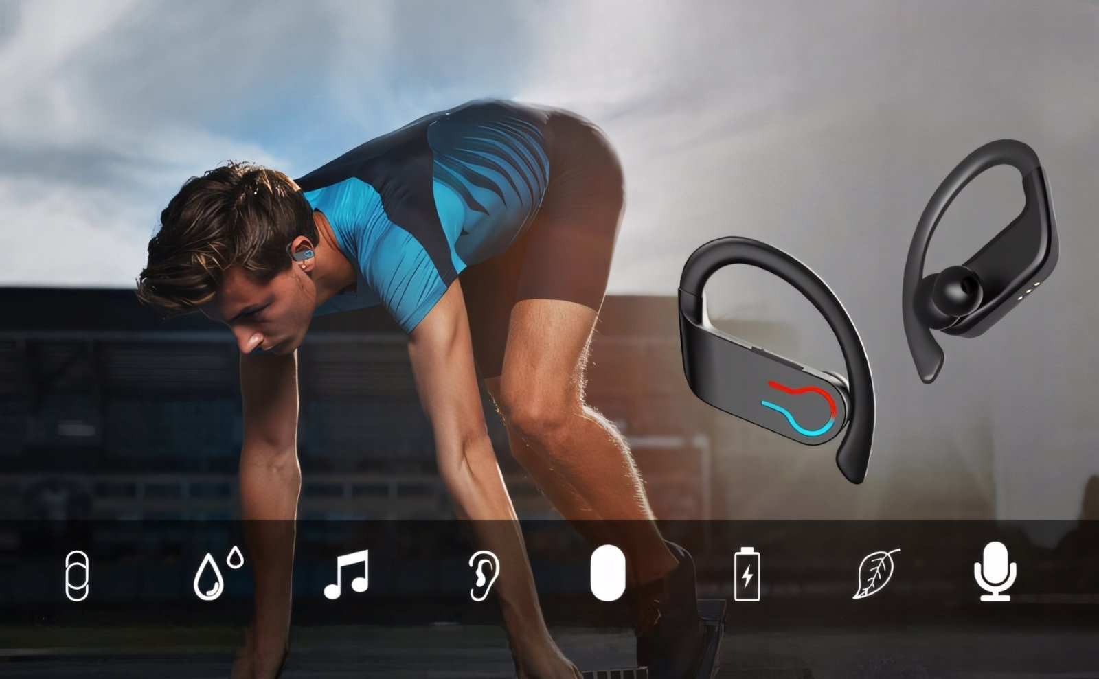 Słuchawki bezprzewodowe bluetooth 5.1 sportowe z powerbankiem | REEVE