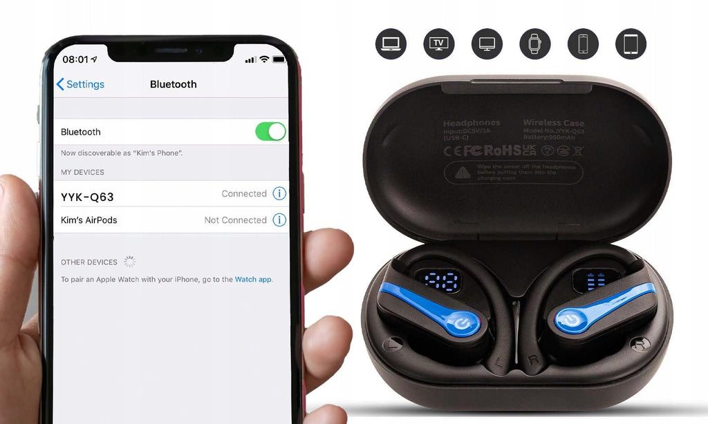 Słuchawki bezprzewodowe bluetooth 5.3 sportowe IPX7 | REEVE