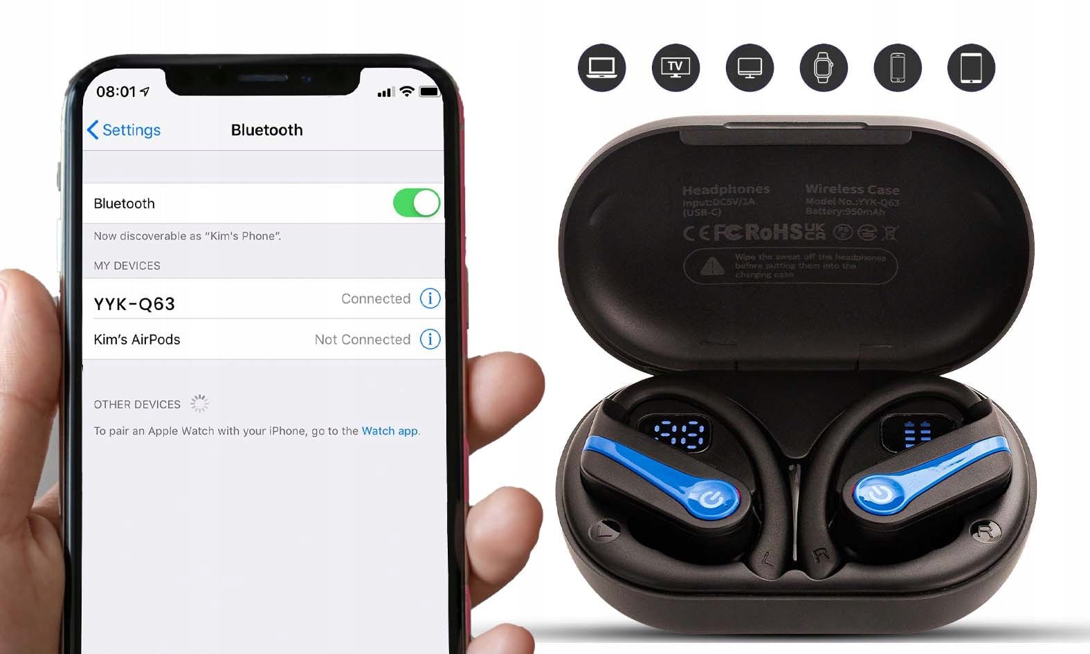 Słuchawki bezprzewodowe bluetooth 5.3 sportowe IPX7 | REEVE