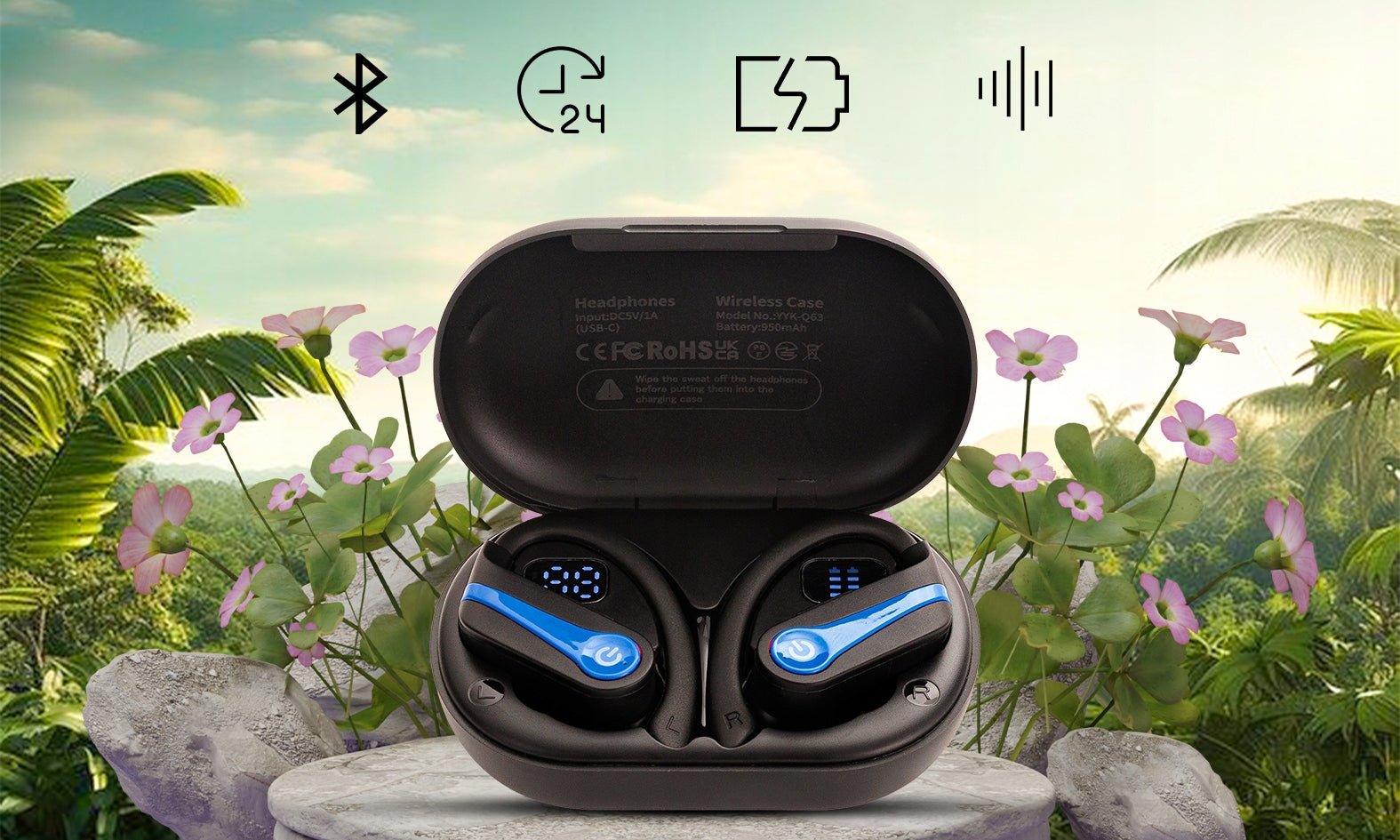 Słuchawki bezprzewodowe bluetooth 5.3 sportowe IPX7 | REEVE