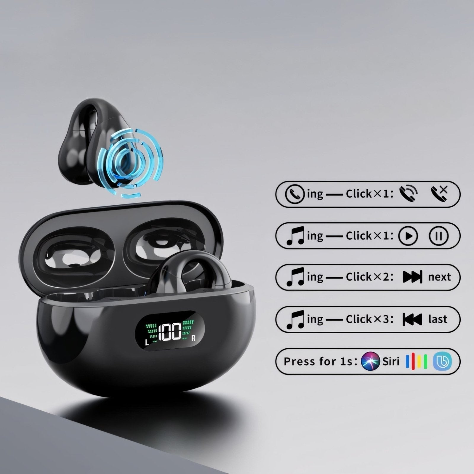 Słuchawki zauszne bluetooth 5.3 przewodnictwo kostne IPX7 | REEVE